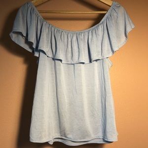 H&M blue off the shoulder top